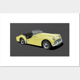 Triumph TR3 in yellow Posters and Art